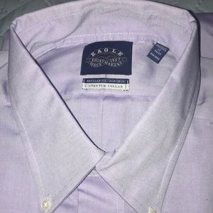 NWOT men's Eagle Brand Lavender L/S button down Shirt. 17-34/35